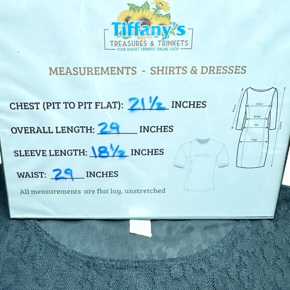 Chicos Burnout Tunic Top Size 2 L 12 Black Lace Sheer 3/4 Sleeves Nylon Poly - Picture 6 of 10